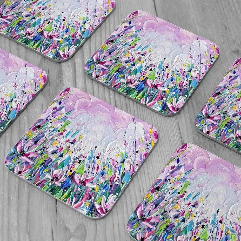 Pink Meadow 2 Coaster Set Pink Meadow 2 Coaster Set wall art product Olga Tkachyk