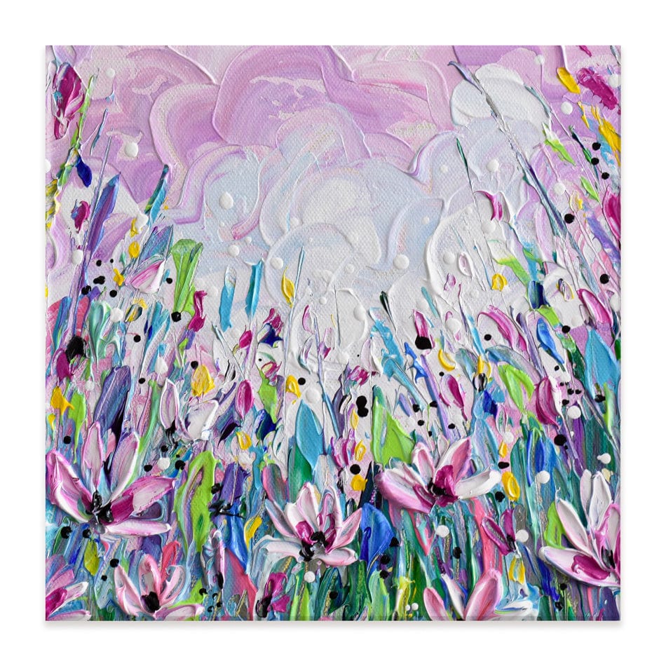 Pink Meadow 2 Square Canvas Print wall art product Olga Tkachyk