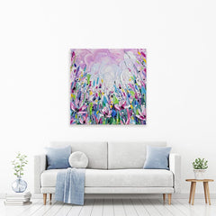 Pink Meadow 2 Square Canvas Print wall art product Olga Tkachyk