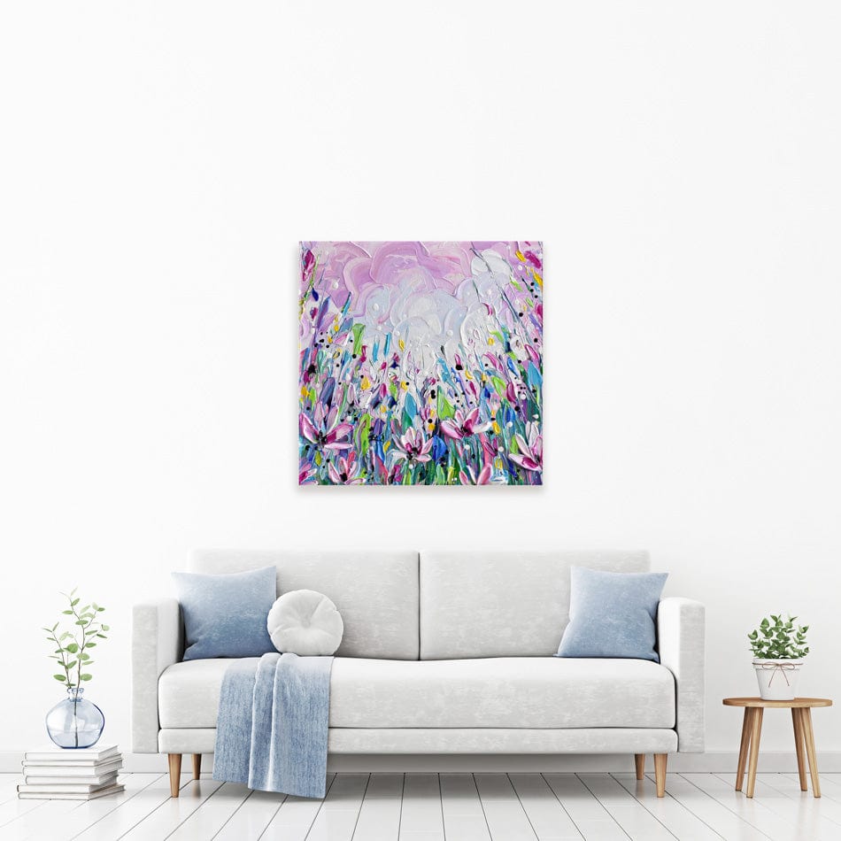 Pink Meadow 2 Square Canvas Print wall art product Olga Tkachyk