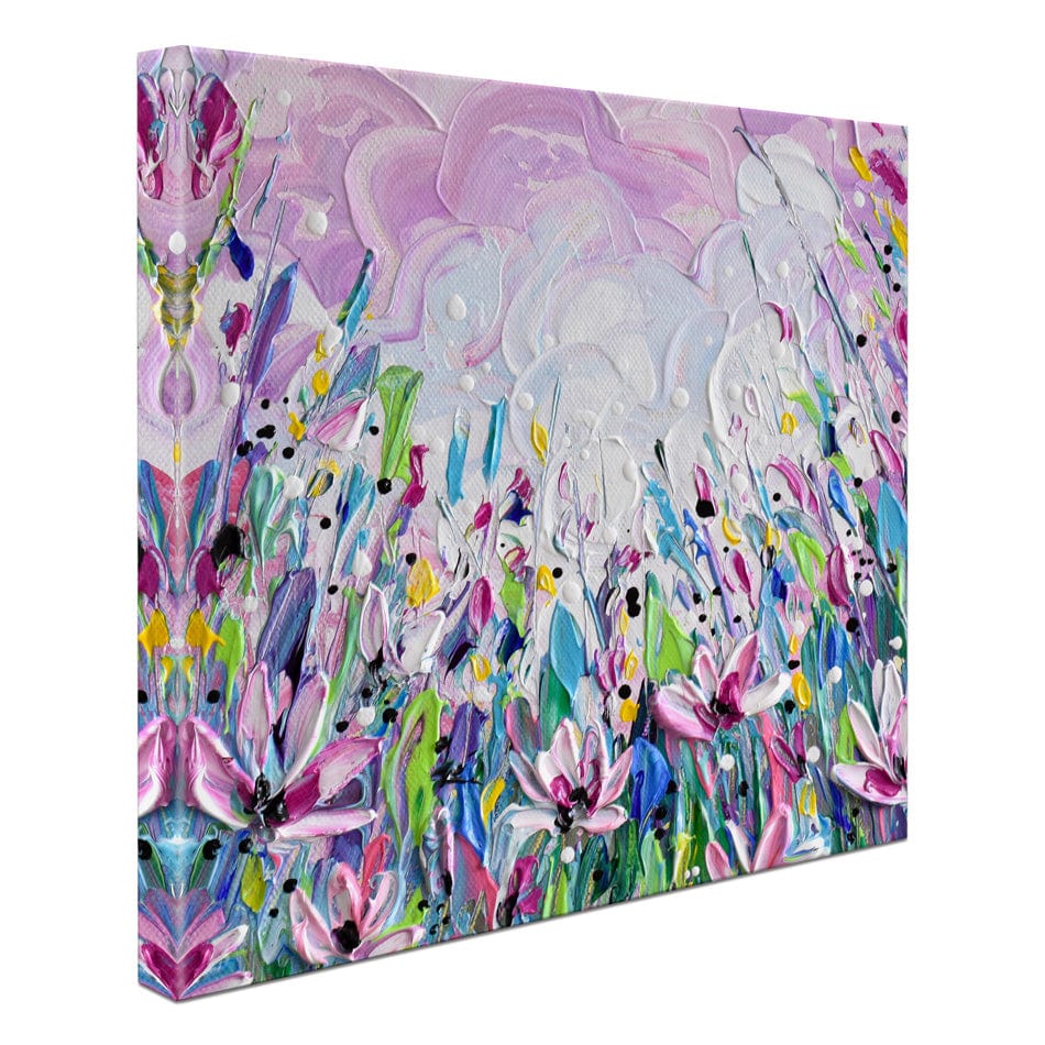Pink Meadow 2 Square Canvas Print wall art product Olga Tkachyk
