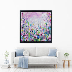 Pink Meadow 2 Square Canvas Print wall art product Olga Tkachyk