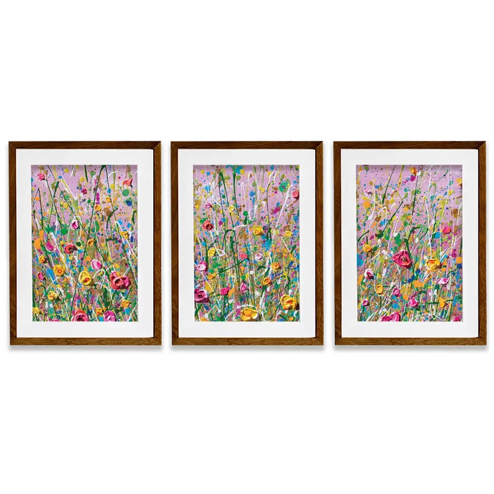Pink Meadow Framed Art Print Trio Pink Meadow Framed Art Print Trio wall art product Olga Tkachyk