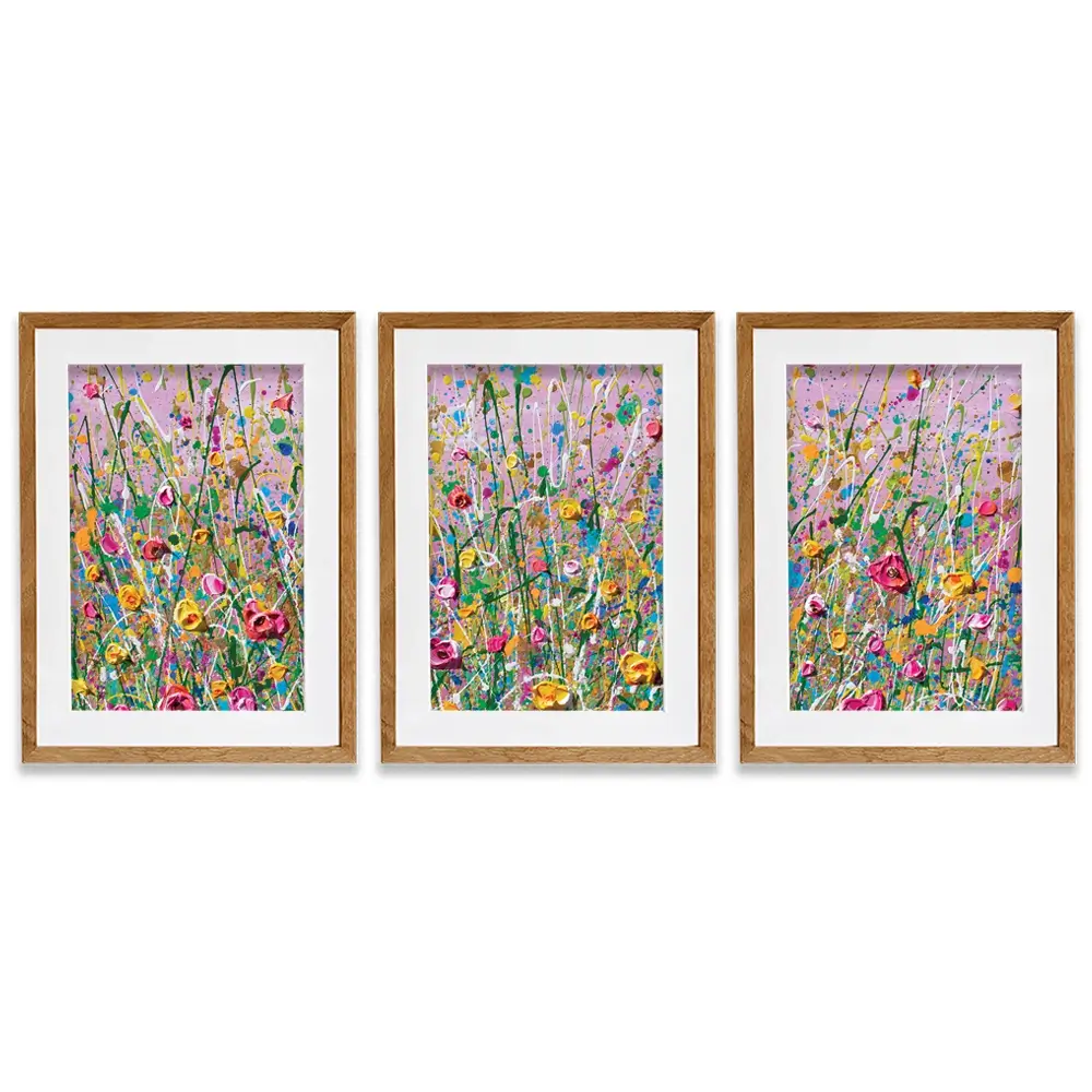 Pink Meadow Framed Art Print Trio Pink Meadow Framed Art Print Trio wall art product Olga Tkachyk