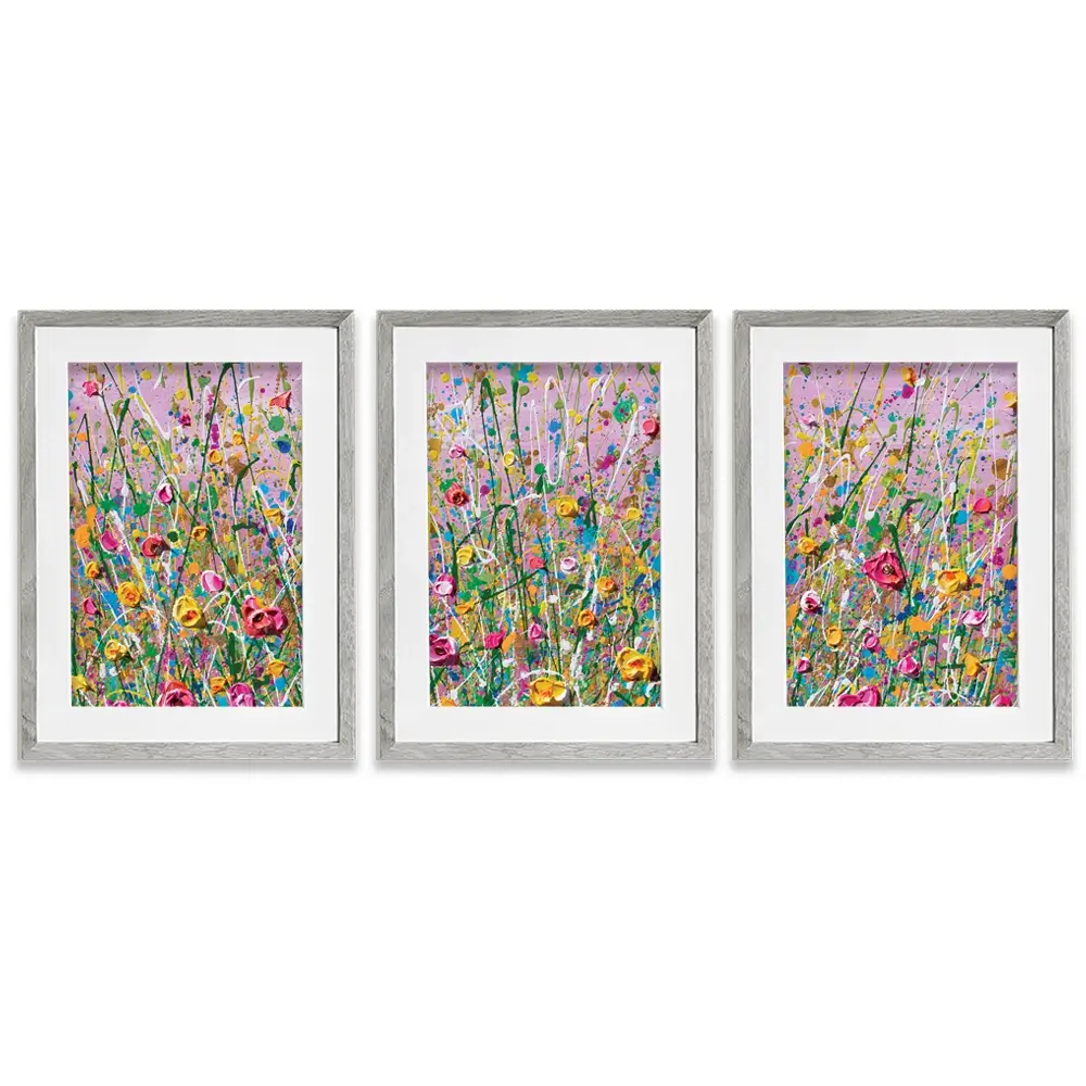 Pink Meadow Framed Art Print Trio Pink Meadow Framed Art Print Trio wall art product Olga Tkachyk