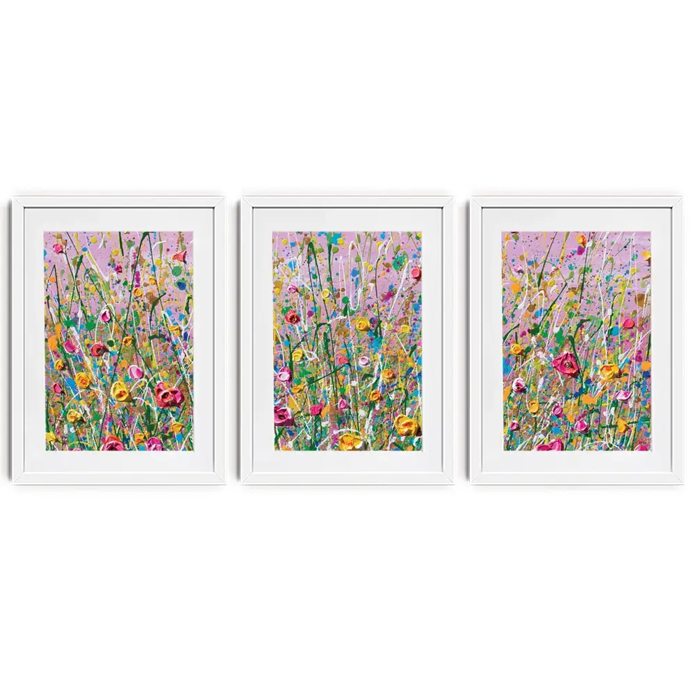 Pink Meadow Framed Art Print Trio Pink Meadow Framed Art Print Trio wall art product Olga Tkachyk