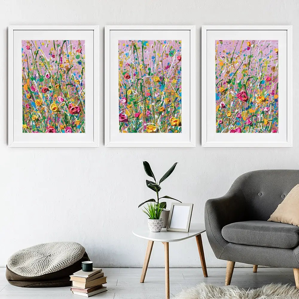 Pink Meadow Framed Art Print Trio Pink Meadow Framed Art Print Trio wall art product Olga Tkachyk