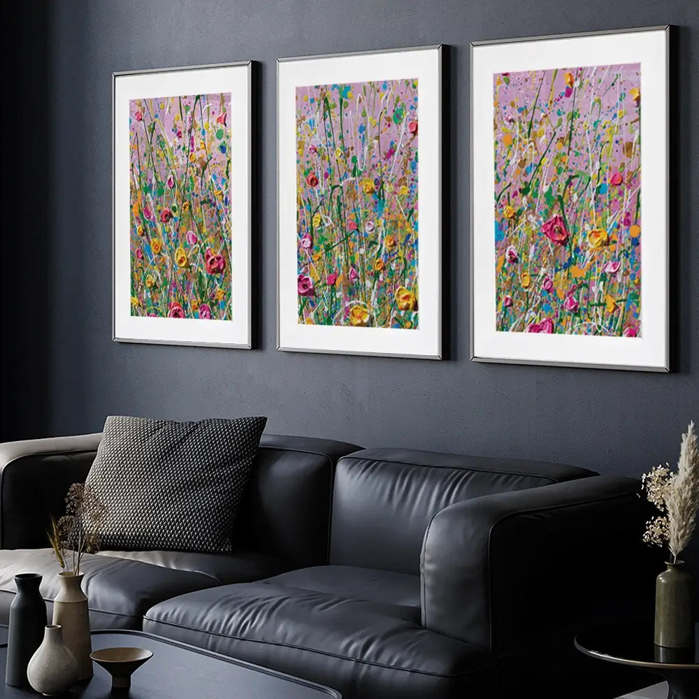 Pink Meadow Framed Art Print Trio Pink Meadow Framed Art Print Trio wall art product Olga Tkachyk