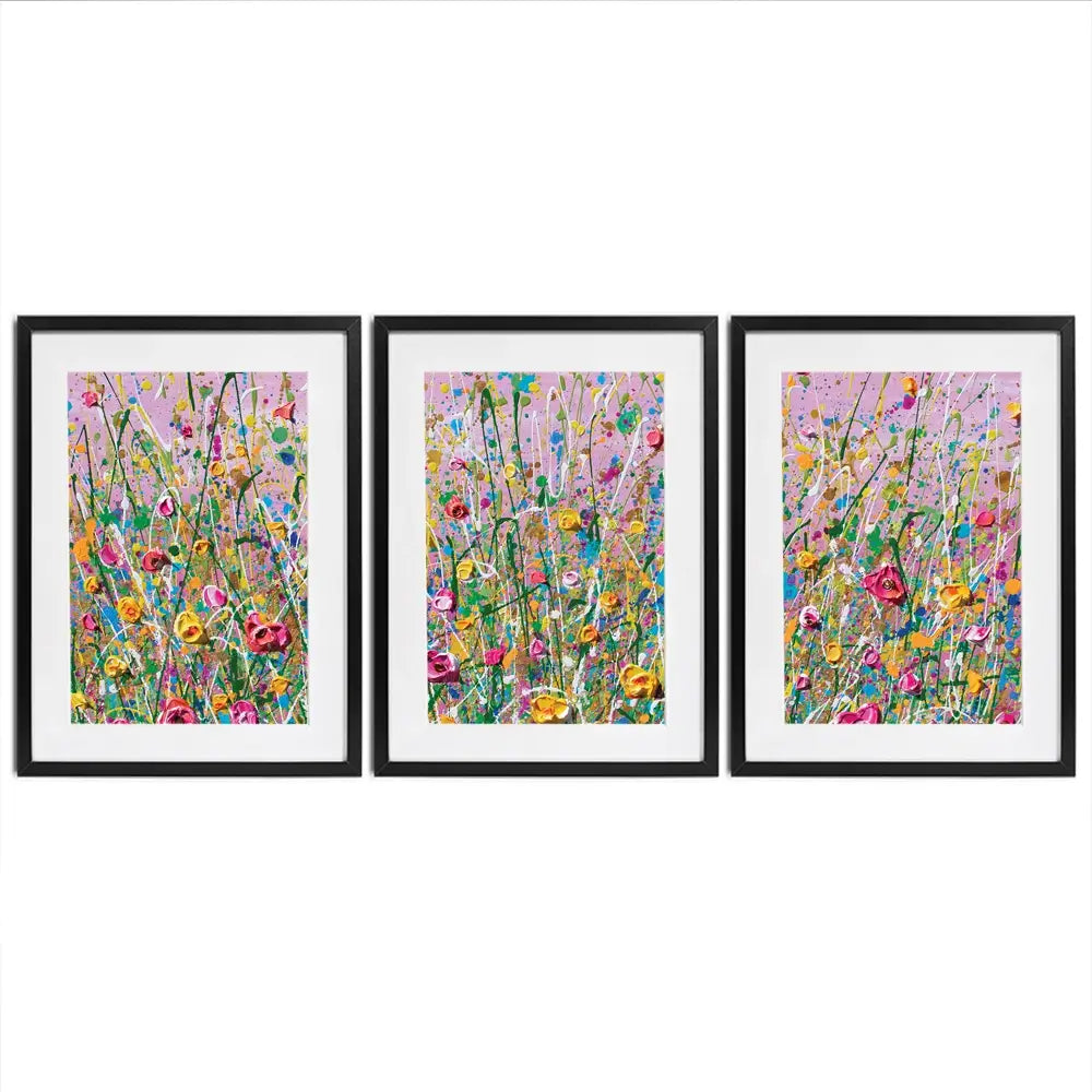 Pink Meadow Framed Art Print Trio Pink Meadow Framed Art Print Trio wall art product Olga Tkachyk