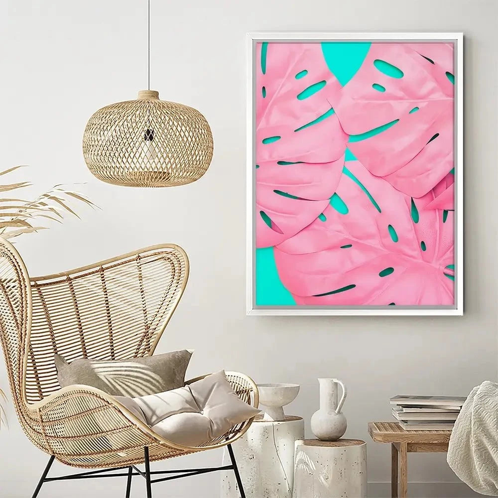 Pink Monstera Canvas Print Pink Monstera Canvas Print wall art product Art Print Shop