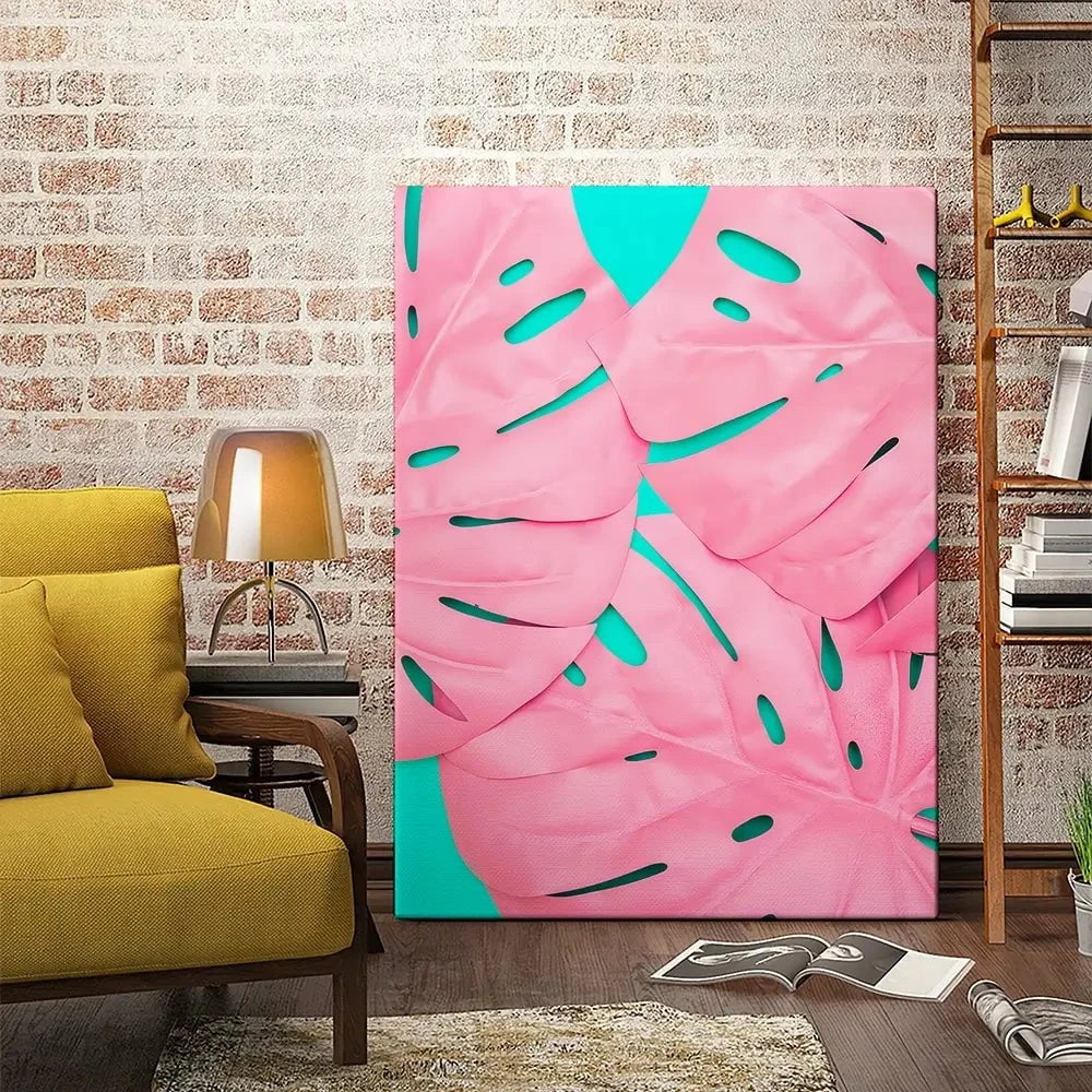 Pink Monstera Canvas Print Pink Monstera Canvas Print wall art product Art Print Shop
