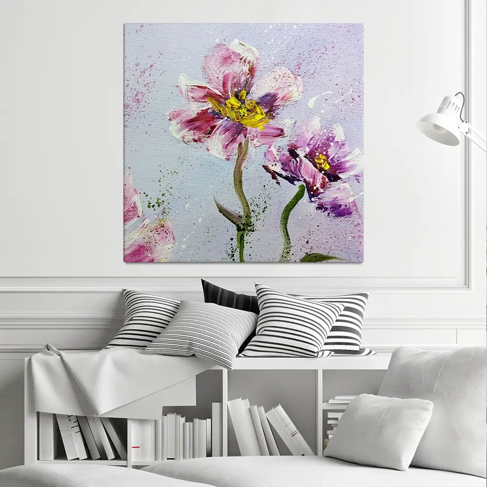 Pink Peonies Square Canvas Print Pink Peonies Square Canvas Print wall art product Art Print Shop