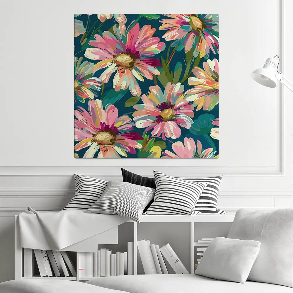 Pink Petals Square Canvas Print Pink Petals Square Canvas Print wall art product Art Print Shop