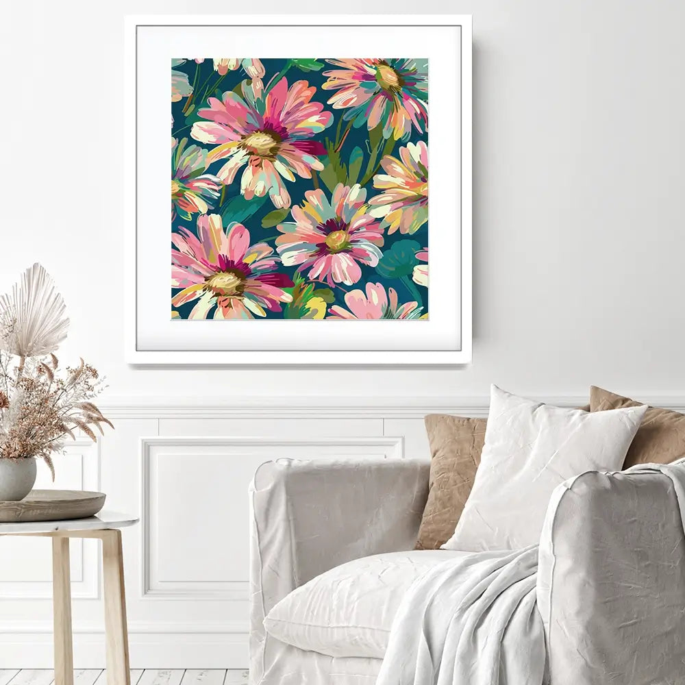 Pink Petals Square Framed Art Print Pink Petals Square Framed Art Print wall art product Art Print Shop