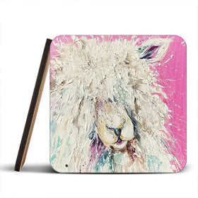 Pink Sheep Coaster Set Rainbow Soul Tree Coaster Set | Rainbow Soul Tree Art Coasters wall art product Nicola Jane Rowles