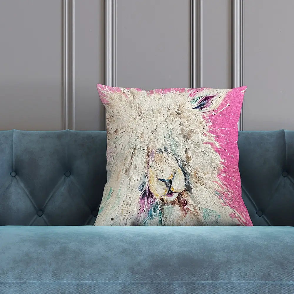 Pink Sheep Cushion Pink Sheep Cushion wall art product Nicola Jane Rowles