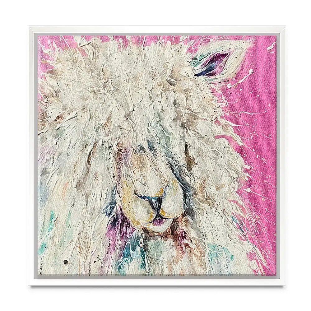 Pink Sheep Square Canvas Print Pink Sheep Square Canvas Print wall art product Nicola Jane Rowles