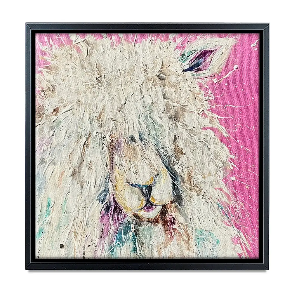 Pink Sheep Square Canvas Print Pink Sheep Square Canvas Print wall art product Nicola Jane Rowles