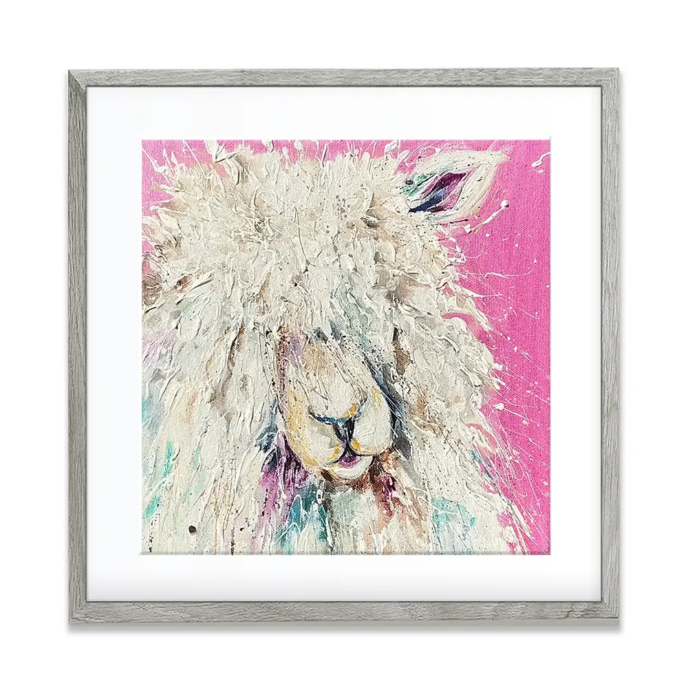 Pink Sheep Square Framed Art Print Pink Sheep Square Framed Art Print wall art product Nicola Jane Rowles