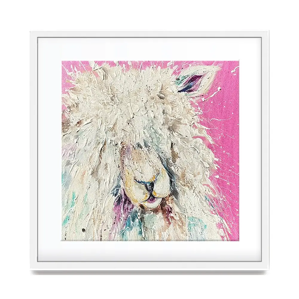 Pink Sheep Square Framed Art Print Pink Sheep Square Framed Art Print wall art product Nicola Jane Rowles
