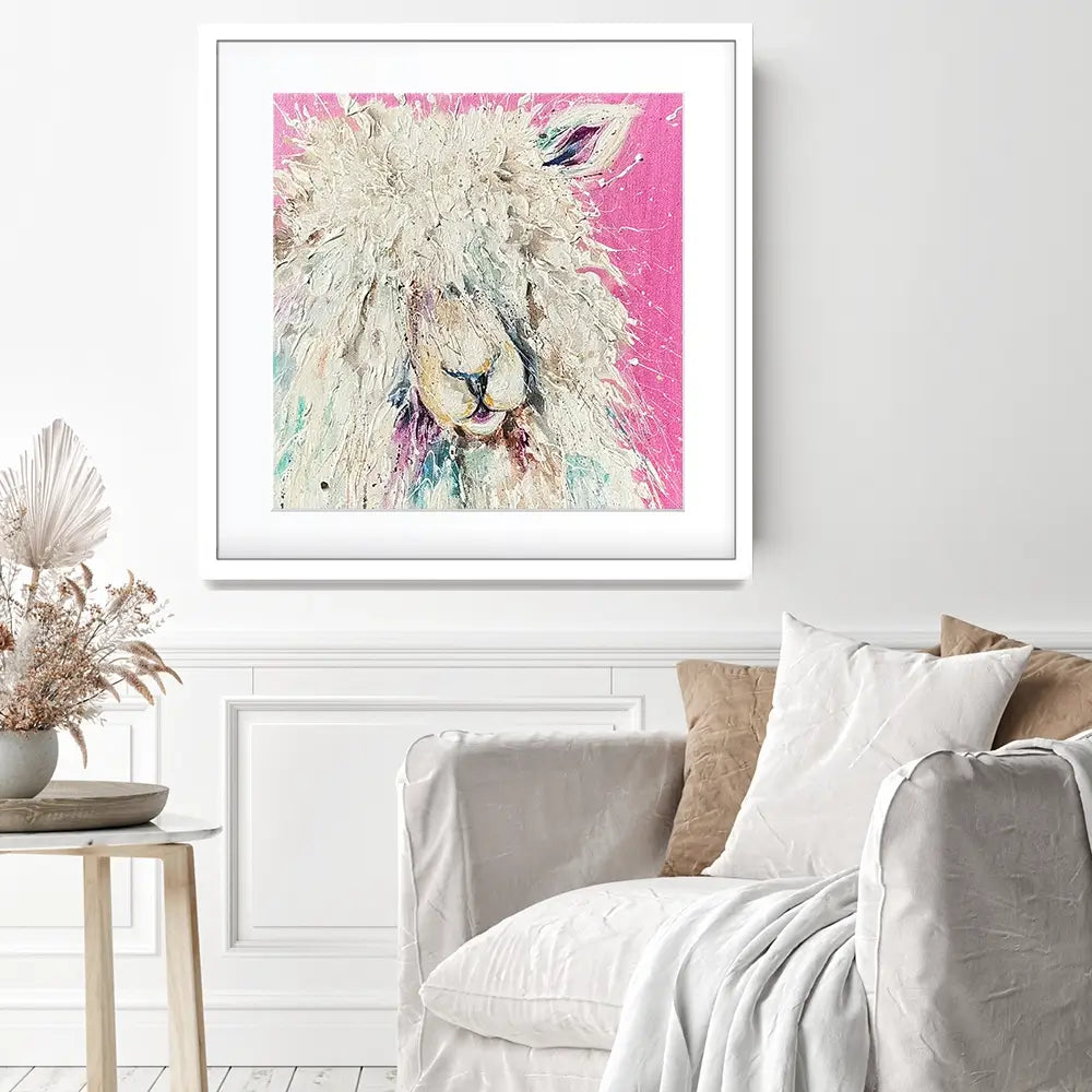 Pink Sheep Square Framed Art Print Pink Sheep Square Framed Art Print wall art product Nicola Jane Rowles