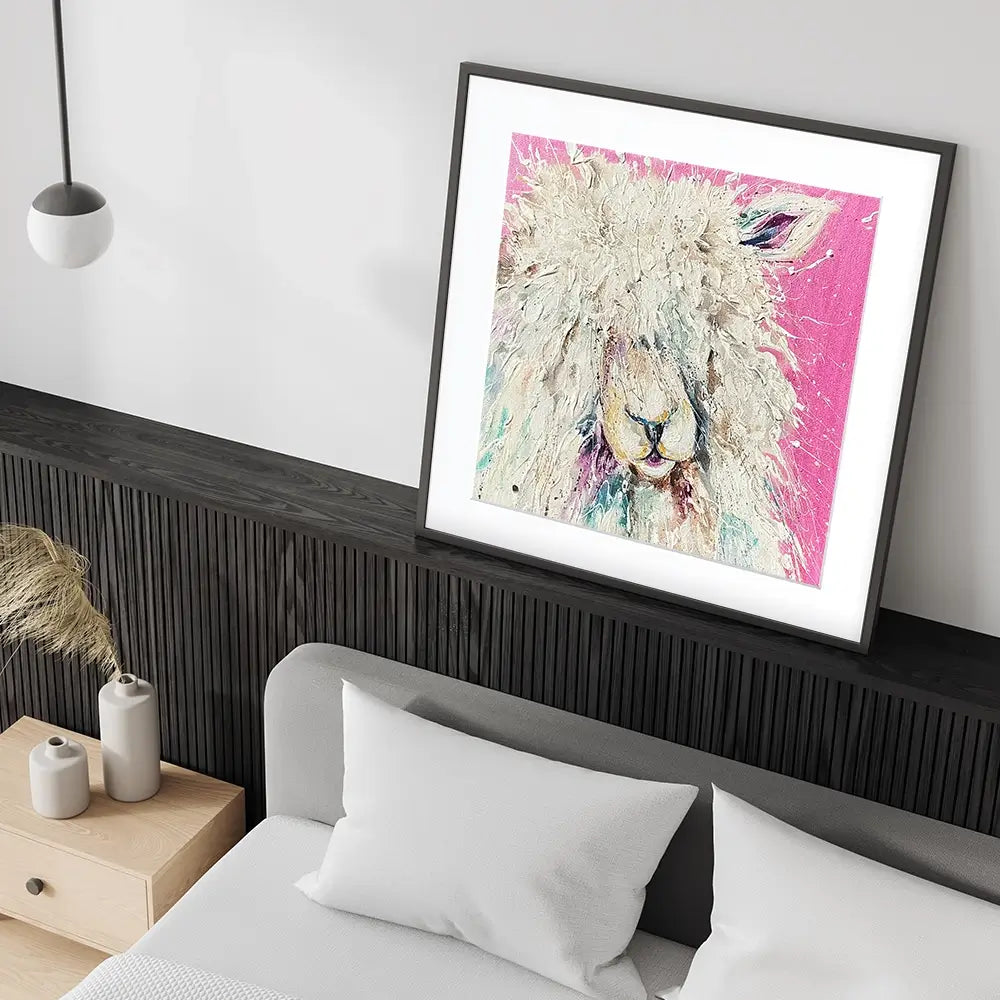 Pink Sheep Square Framed Art Print Pink Sheep Square Framed Art Print wall art product Nicola Jane Rowles