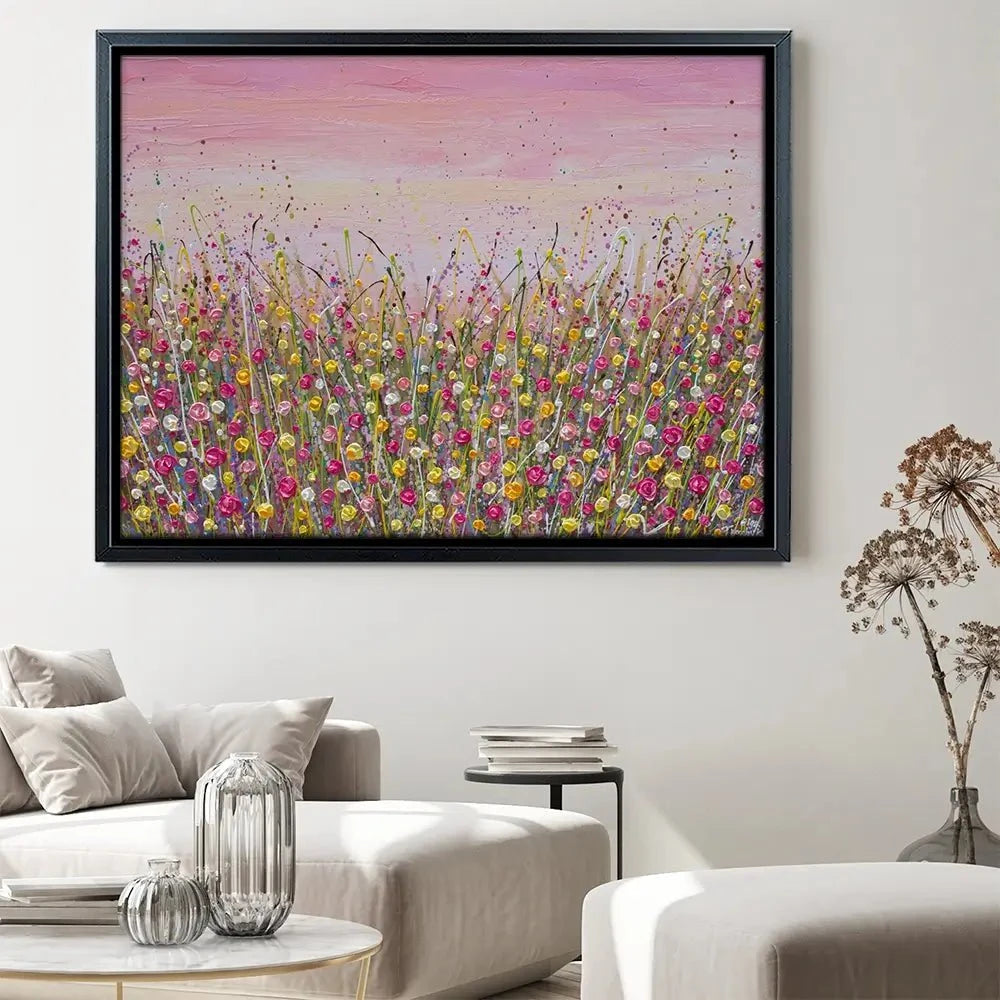 Pink Sky Flower Field Canvas Print Pink Sky Flower Field Canvas Print wall art product Olga Tkachyk