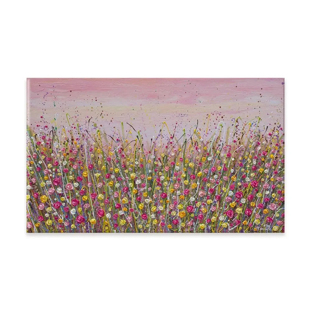 Pink Sky Flower Field Canvas Print Pink Sky Flower Field Canvas Print wall art product Olga Tkachyk