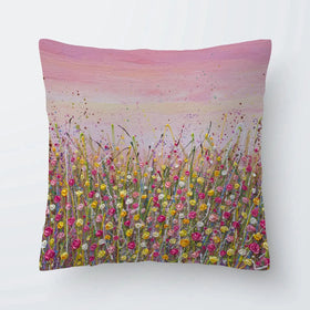Pink Sky Flower Field Cushion Pink Sky Flower Field Cushion wall art product Olga Tkachyk