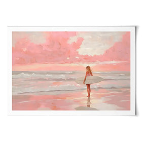 Pink Sky Surfer Art Print Pink Sky Surfer Art Print wall art product NiniArt - Independent