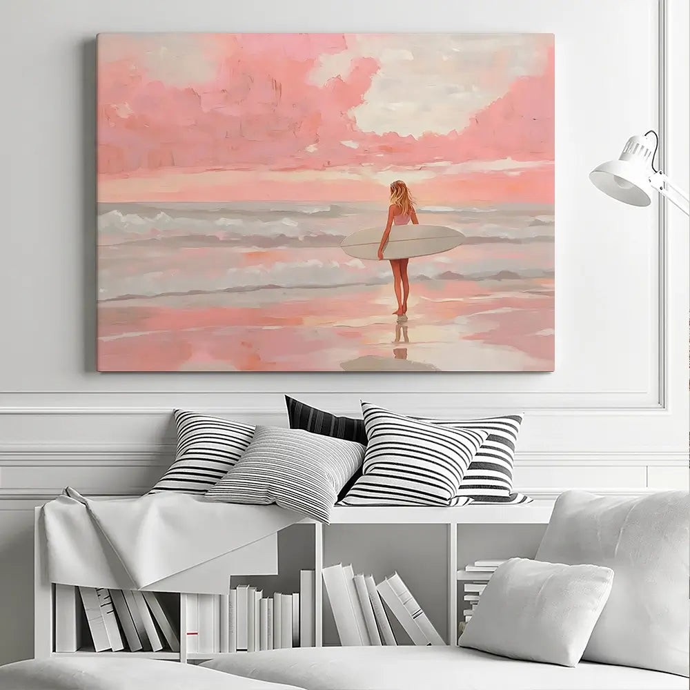 Pink Sky Surfer Canvas Print Pink Sky Surfer Canvas Print wall art product NiniArt - Independent