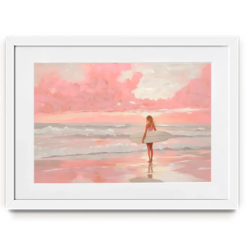 Pink Sky Surfer Framed Art Print Pink Sky Surfer Framed Art Print wall art product NiniArt - Independent