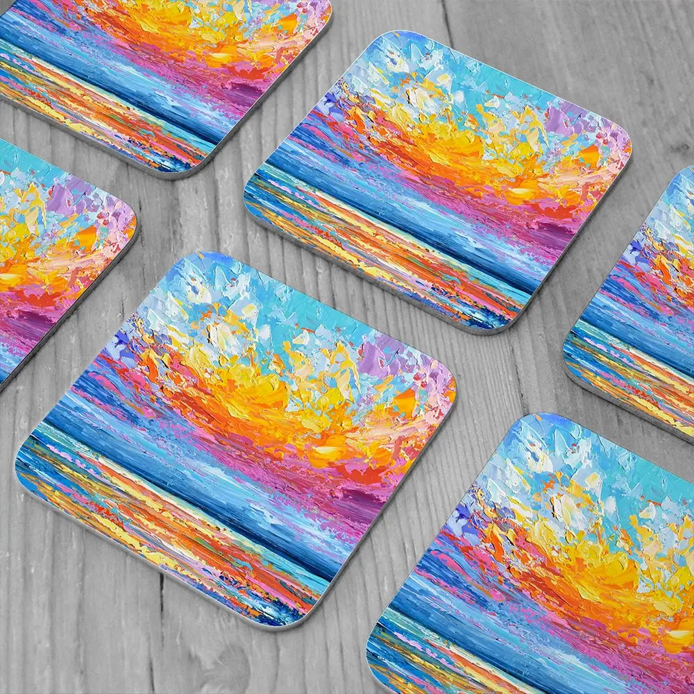 Pink Sunset Coaster Set Pink Sunset Coaster Set wall art product Olga Tkachyk