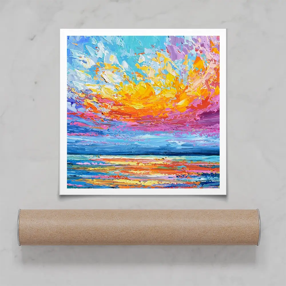 Pink Sunset Square Art Print Pink Sunset Square Art Print wall art product Olga Tkachyk