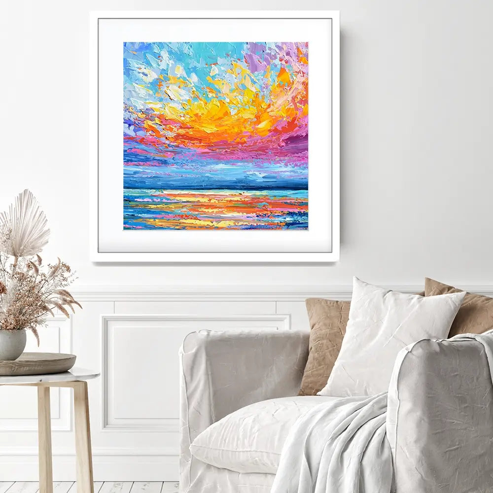 Pink Sunset Square Framed Art Print Pink Sunset Square Framed Art Print wall art product Olga Tkachyk
