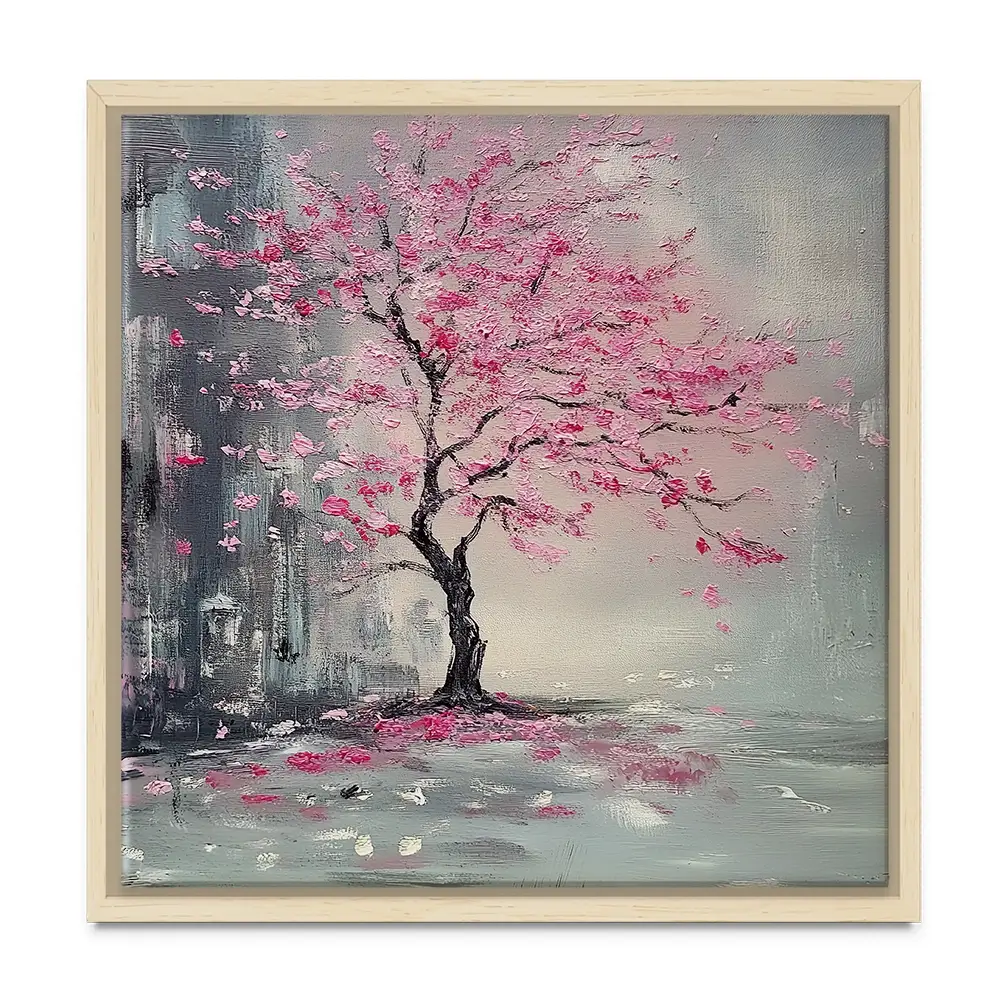 Pink Tree Haze Square Canvas Print Pink Tree Haze Square Canvas Print wall art product Violeta Allaberdieva