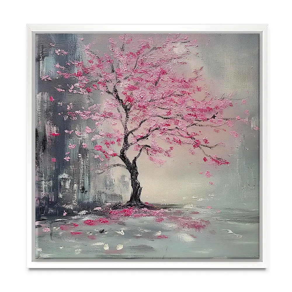 Pink Tree Haze Square Canvas Print Pink Tree Haze Square Canvas Print wall art product Violeta Allaberdieva
