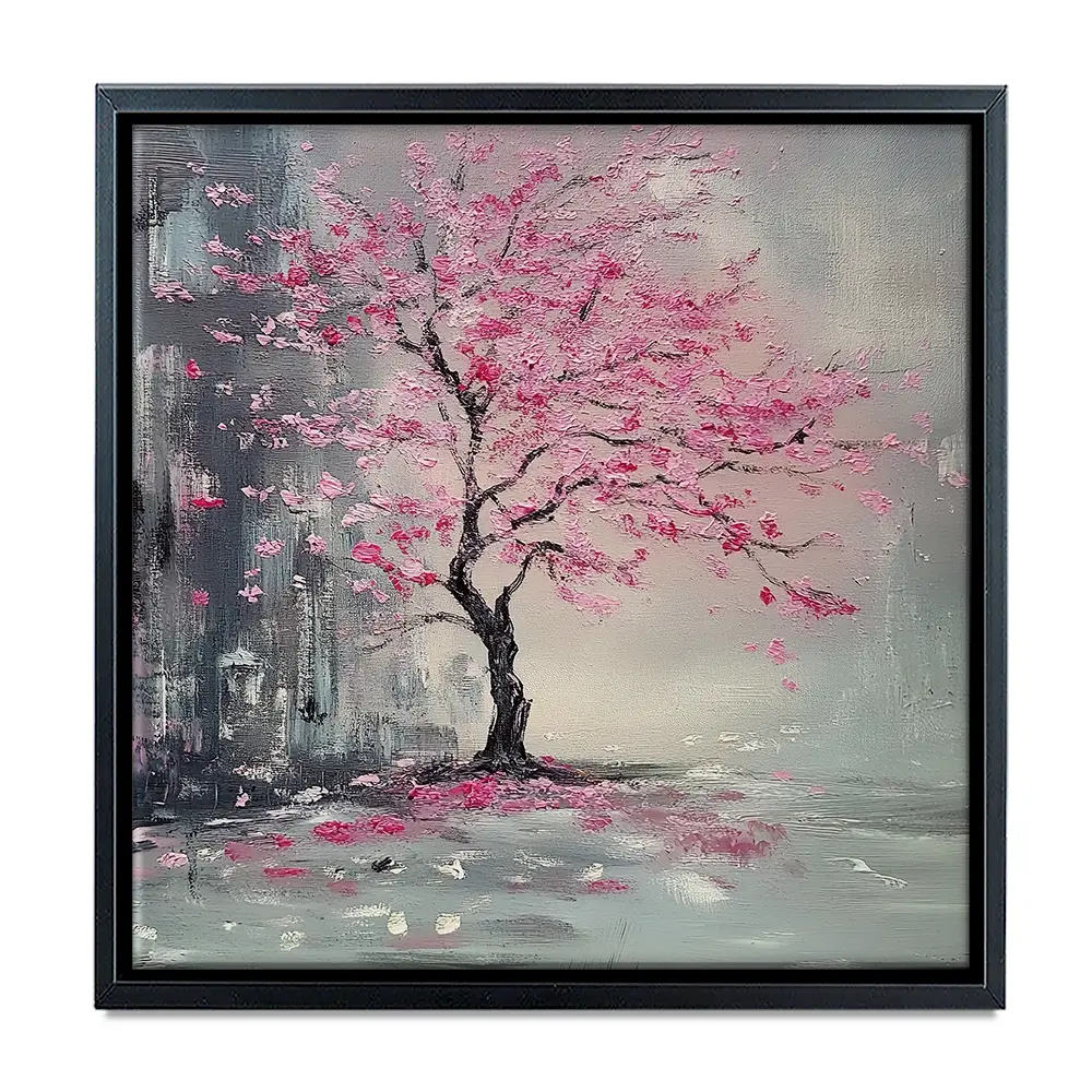 Pink Tree Haze Square Canvas Print Pink Tree Haze Square Canvas Print wall art product Violeta Allaberdieva