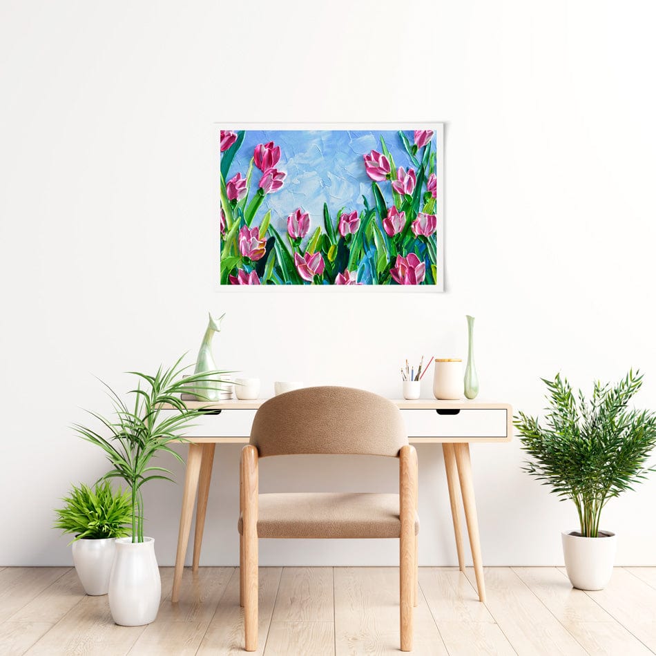Pink Tulips Art Print wall art product Olga Tkachyk