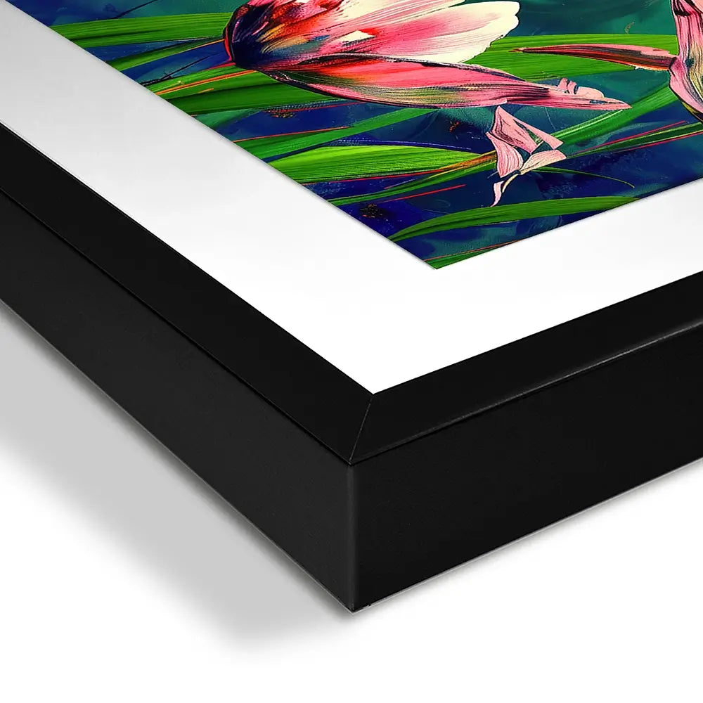 Pink Tulips Vivid Green Framed Art Print Pink Tulips Vivid Green Framed Art Print wall art product Treechild
