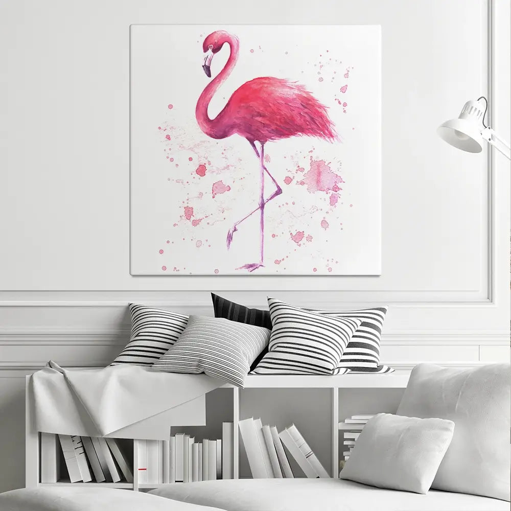 Pink Watercolour Flamingo Square Canvas Print Pink Watercolour Flamingo Square Canvas Print wall art product olgers / Shutterstock