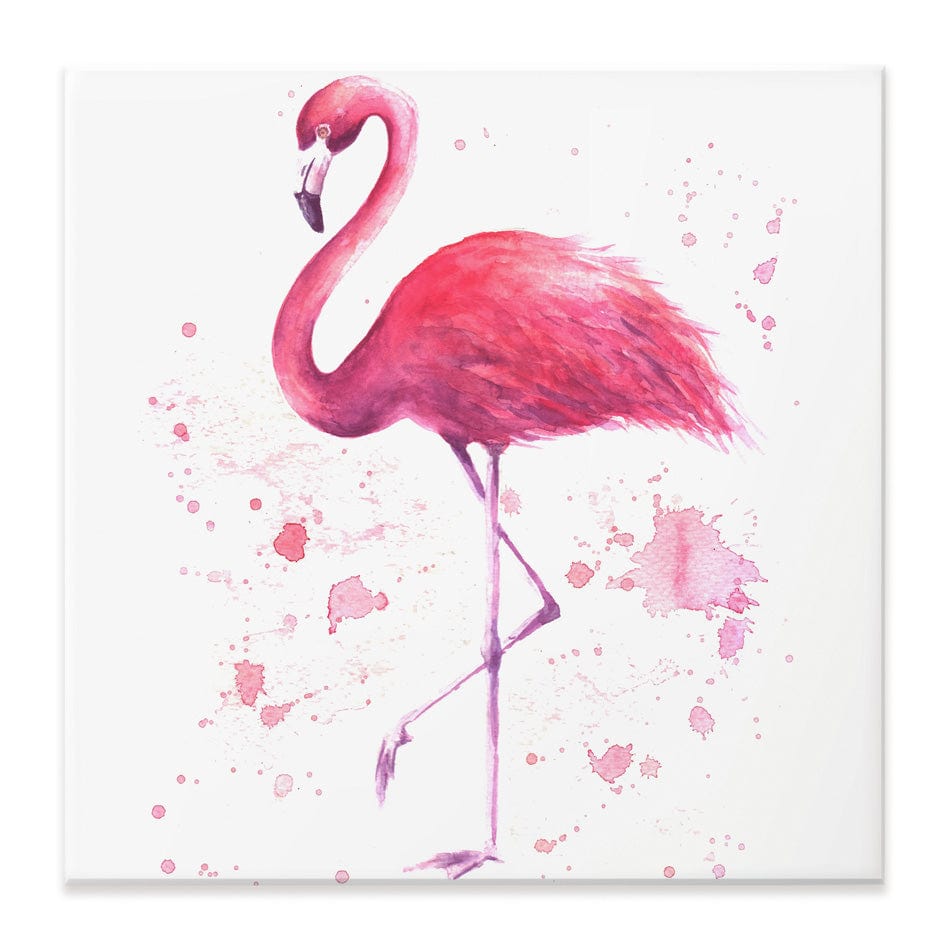 Pink Watercolour Flamingo Square Canvas Print wall art product olgers / Shutterstock
