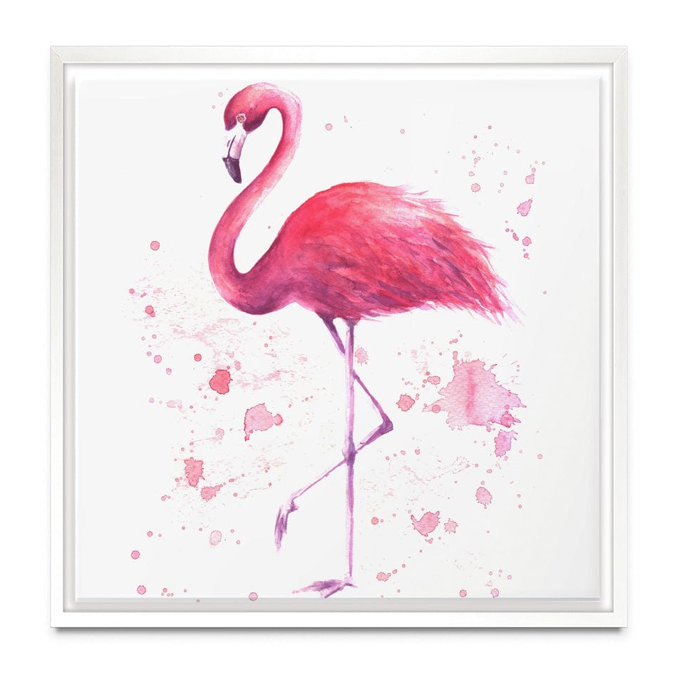 Pink Watercolour Flamingo Square Canvas Print wall art product olgers / Shutterstock