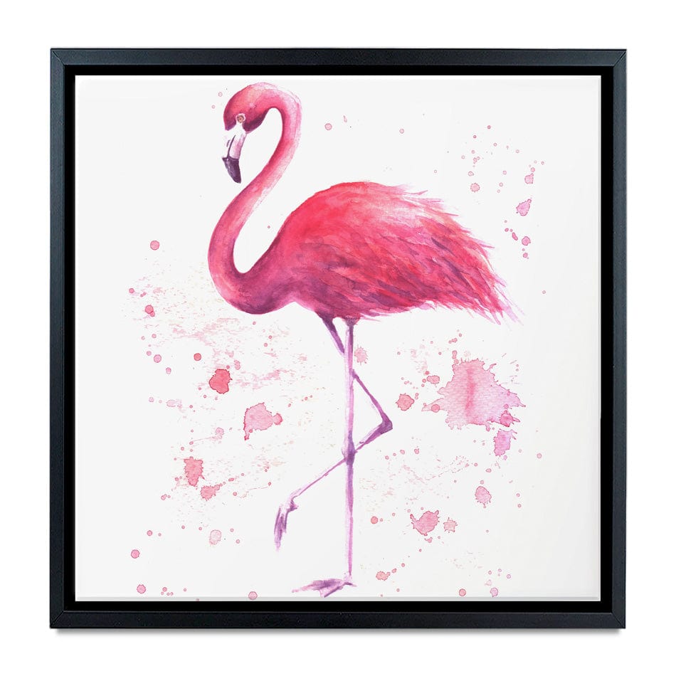 Pink Watercolour Flamingo Square Canvas Print wall art product olgers / Shutterstock