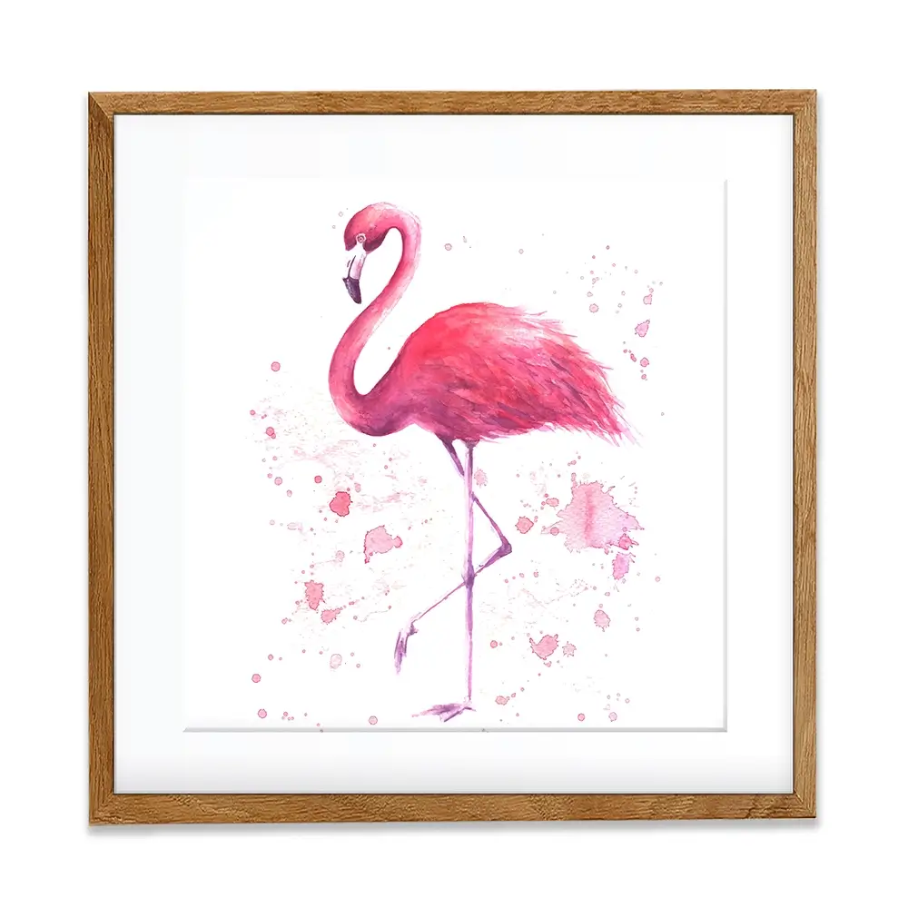 Pink Watercolour Flamingo Square Framed Art Print Pink Watercolour Flamingo Square Framed Art Print wall art product olgers / Shutterstock