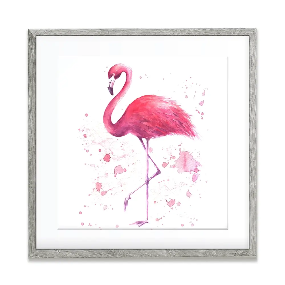 Pink Watercolour Flamingo Square Framed Art Print Pink Watercolour Flamingo Square Framed Art Print wall art product olgers / Shutterstock