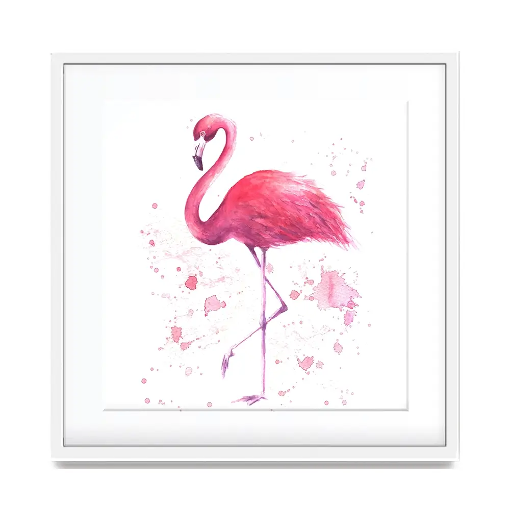 Pink Watercolour Flamingo Square Framed Art Print Pink Watercolour Flamingo Square Framed Art Print wall art product olgers / Shutterstock