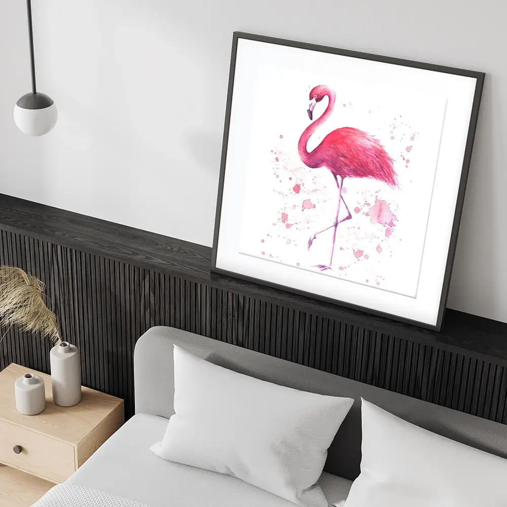 Pink Watercolour Flamingo Square Framed Art Print Pink Watercolour Flamingo Square Framed Art Print wall art product olgers / Shutterstock
