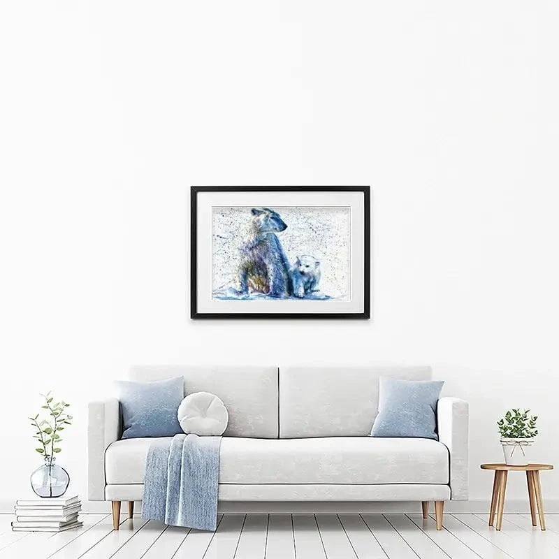 Polar Bear And Baby Framed Art Print Polar Bear And Baby Framed Art Print wall art product KOSTART / Shutterstock