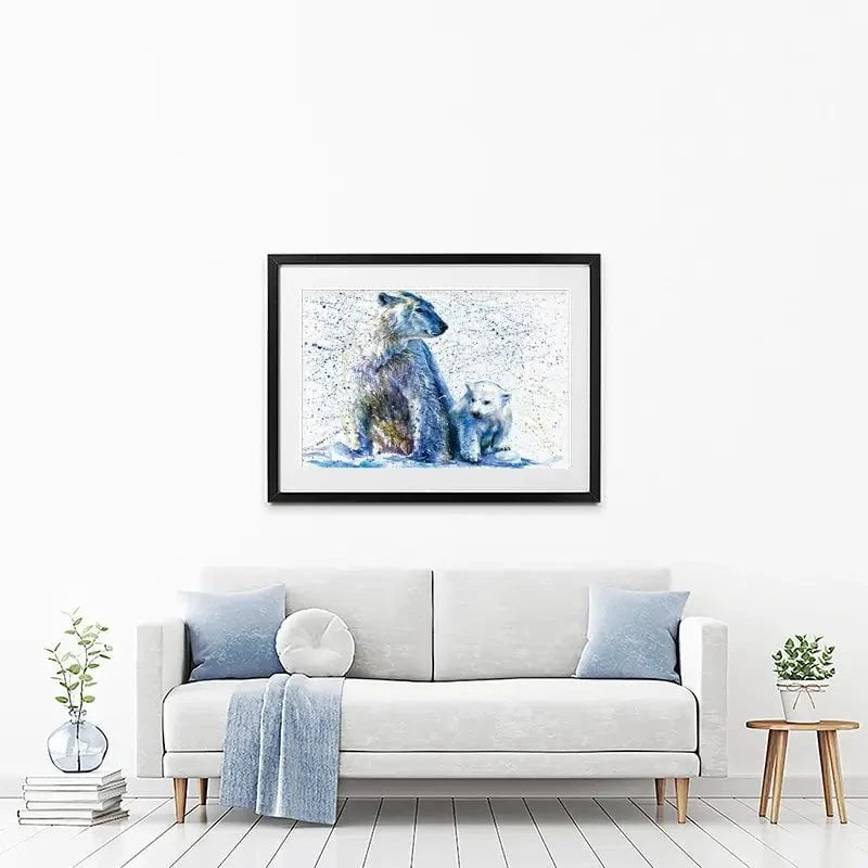 Polar Bear And Baby Framed Art Print Polar Bear And Baby Framed Art Print wall art product KOSTART / Shutterstock